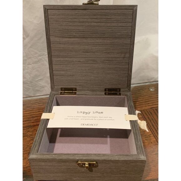 DEMDACO Sharon Nowlan "Happy Home" Grey 6x3" Wood Decorative Keepsake Box NWT - Picture 4 of 11